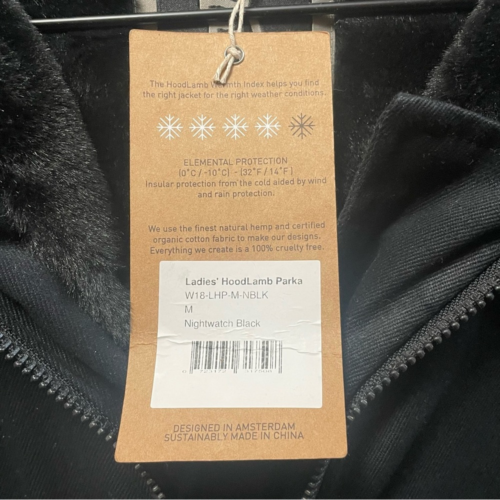 Hoodlamb Hemp Tailors Women’s Parka in Nightwatch Black Size Medium Vegan - Picture 11 of 16